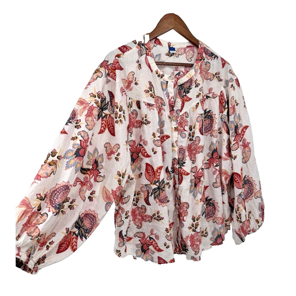 Old Navy Floral Paisley Button Down peasant Long Sleeve Boho Fall Festival XL